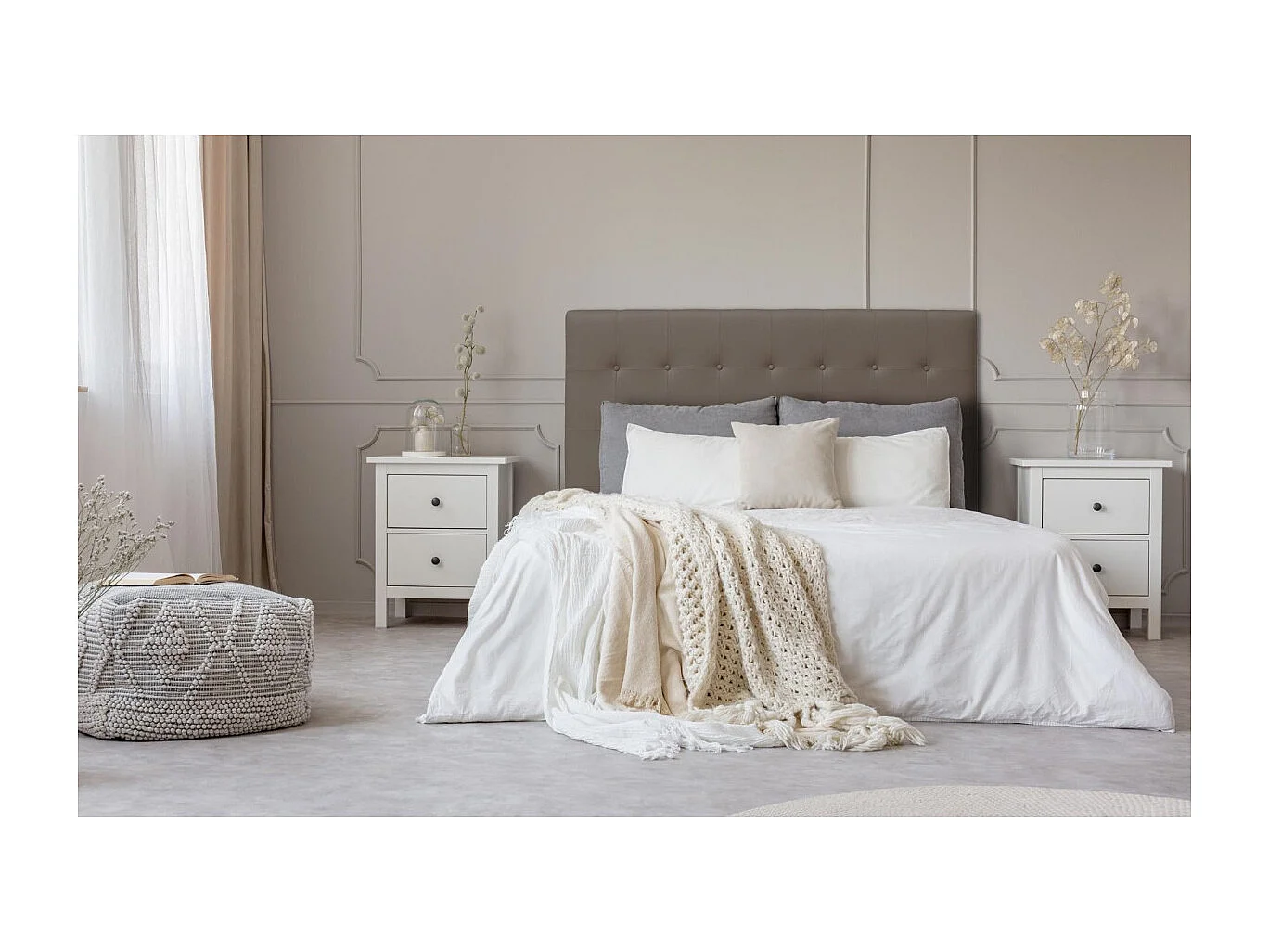 Tête de Lit Capitonnée "Amor" 160cm Taupe