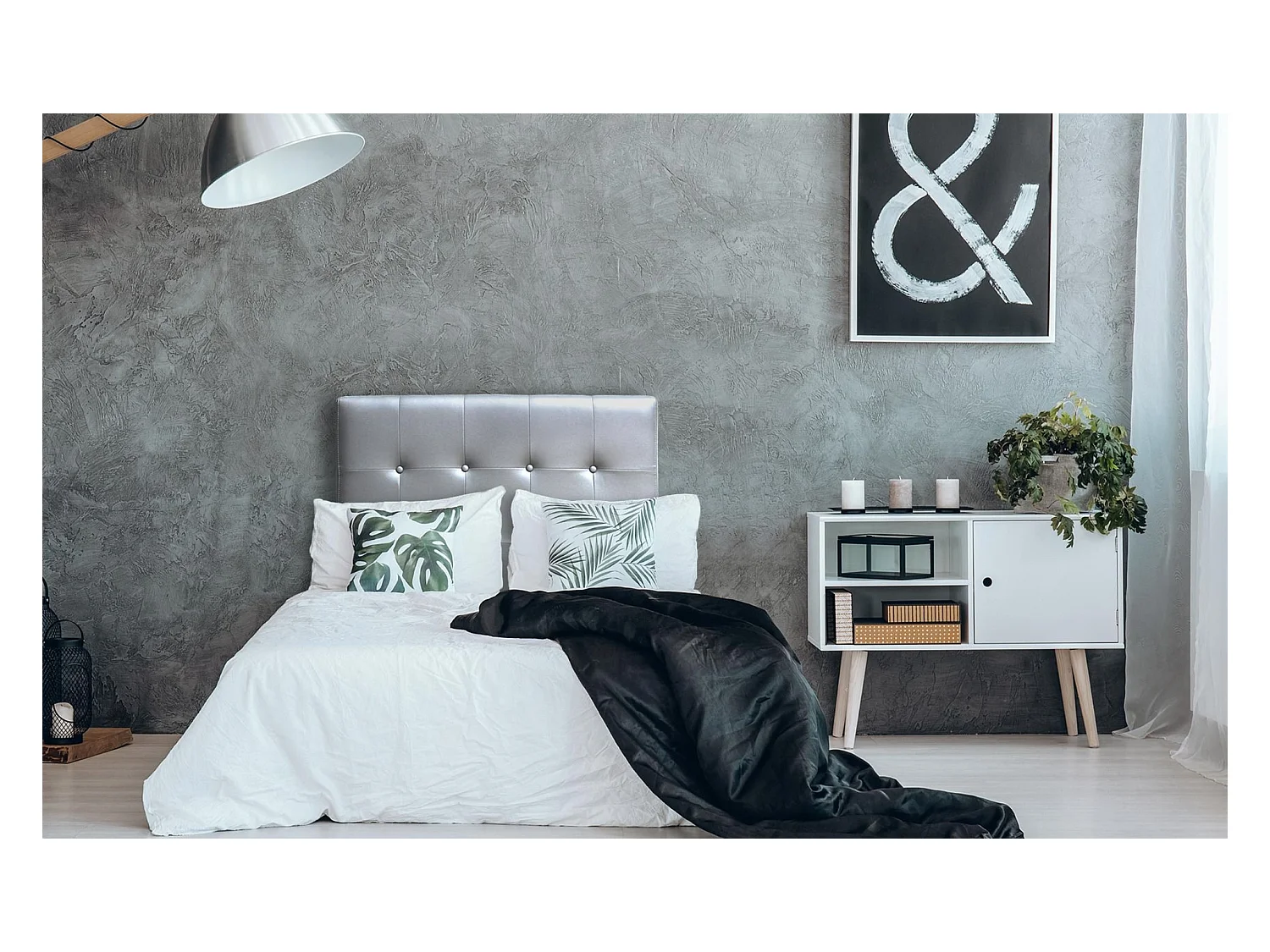 Tête de Lit Capitonnée "Amor" 90cm Argent