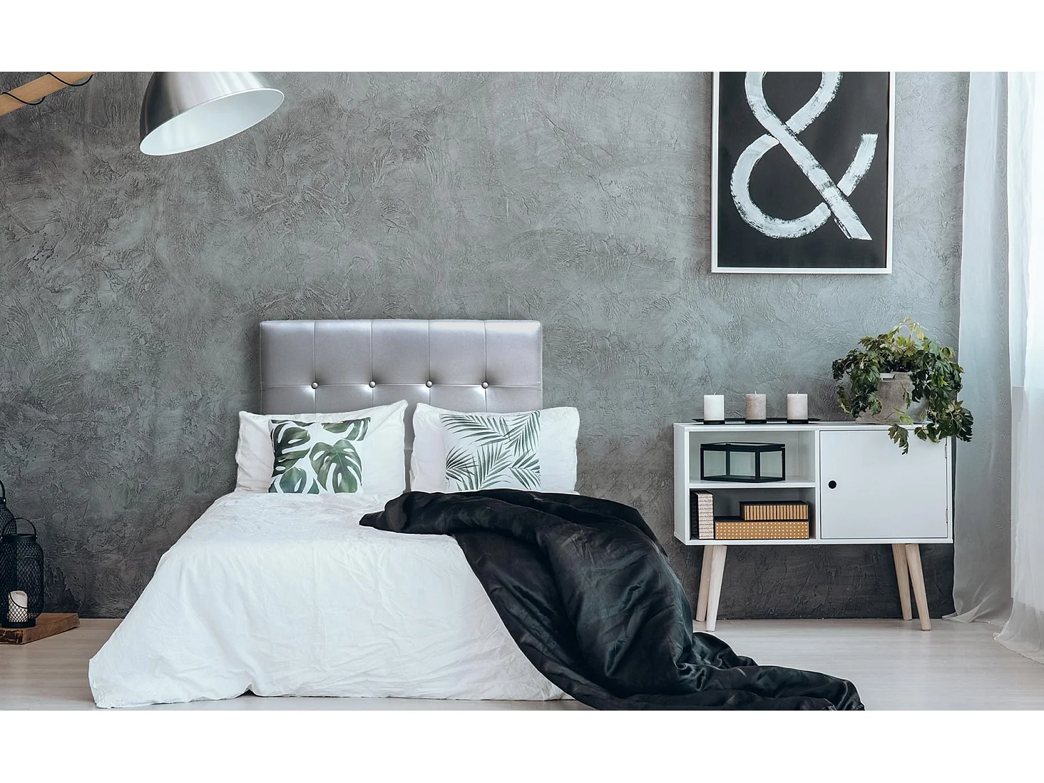 Tête de Lit Capitonnée "Amor" 90cm Argent