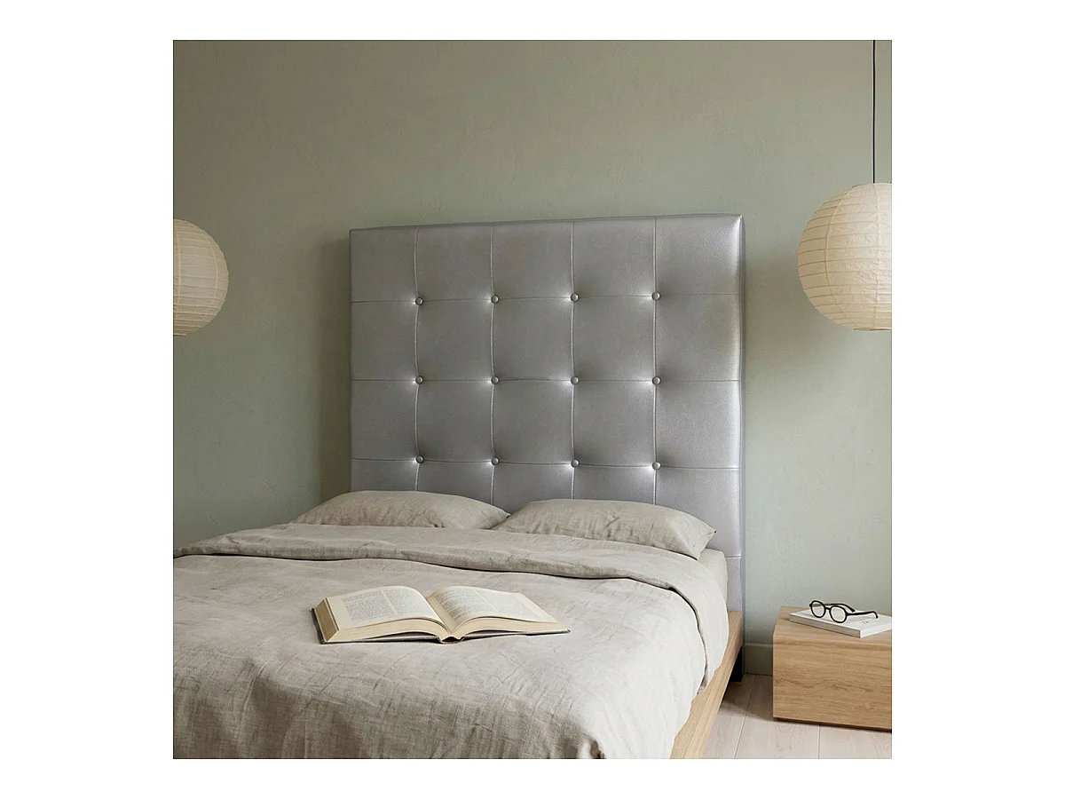 Tête de Lit Capitonnée "Amor" 90cm Argent