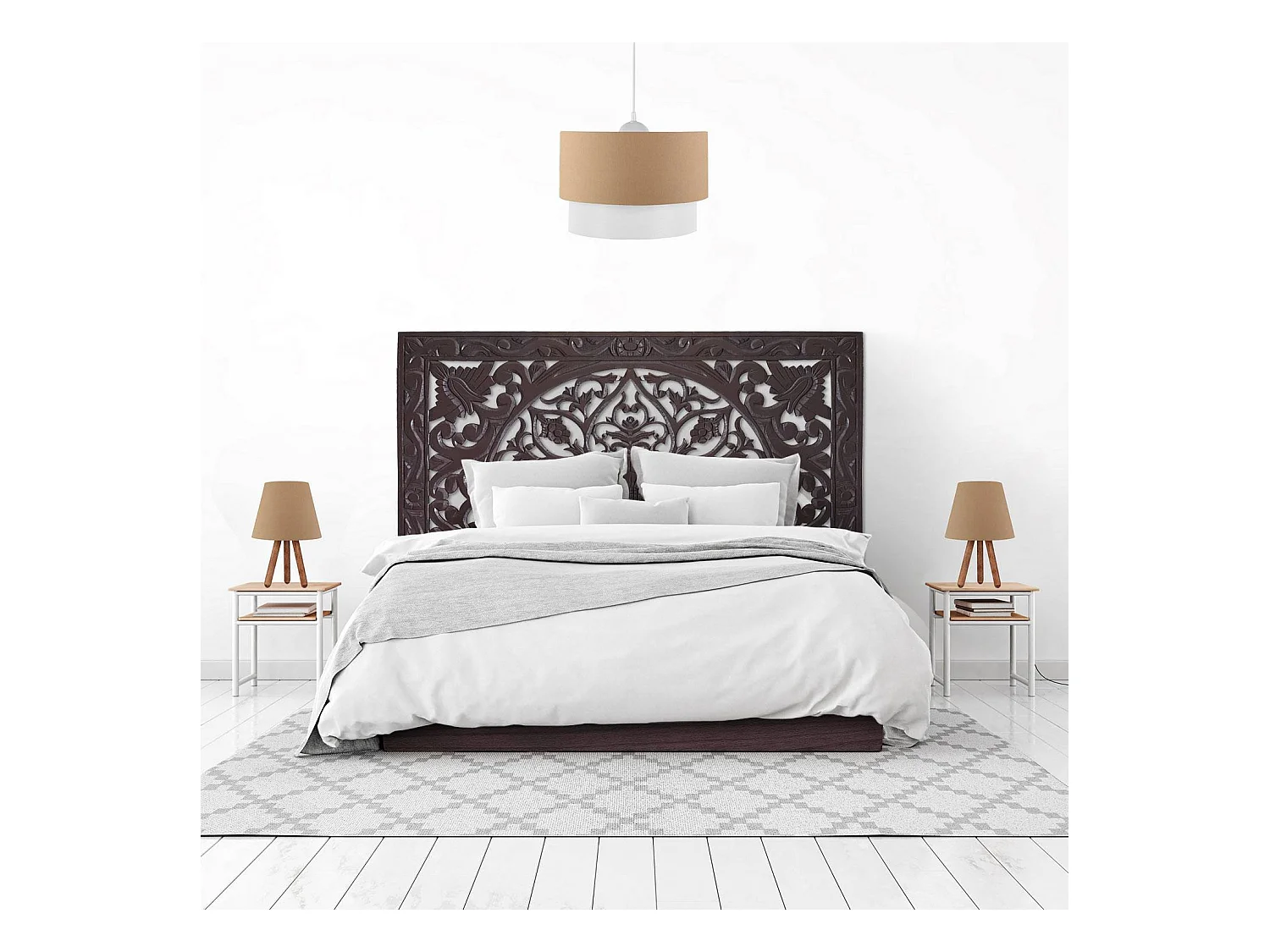 Tête de Lit en Bois Sculpté "Simana" 160cm Wengé