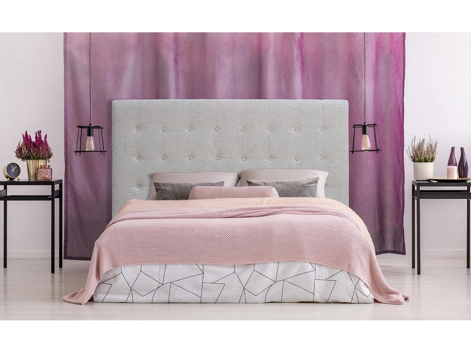 Tête de Lit Capitonnée en Tissu "Amor" 180cm Beige