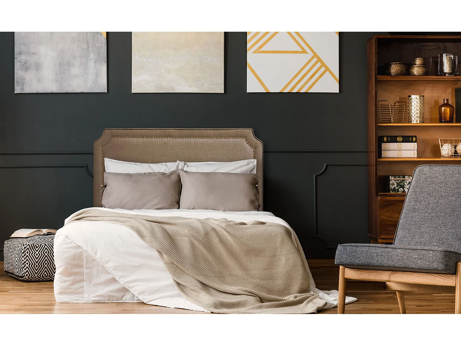 Tête de lit Milana 160cm Tissu Taupe