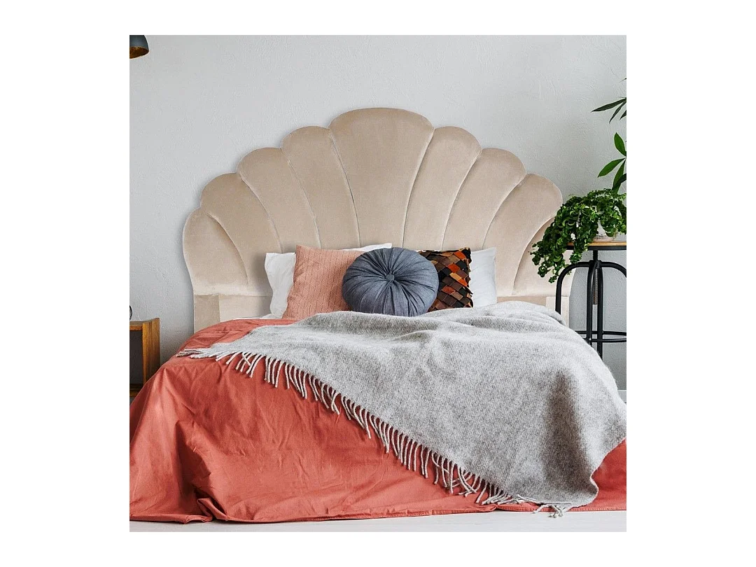 Testiera Letto in Velluto "Shelly" 160cm Taupe Design Conchiglia