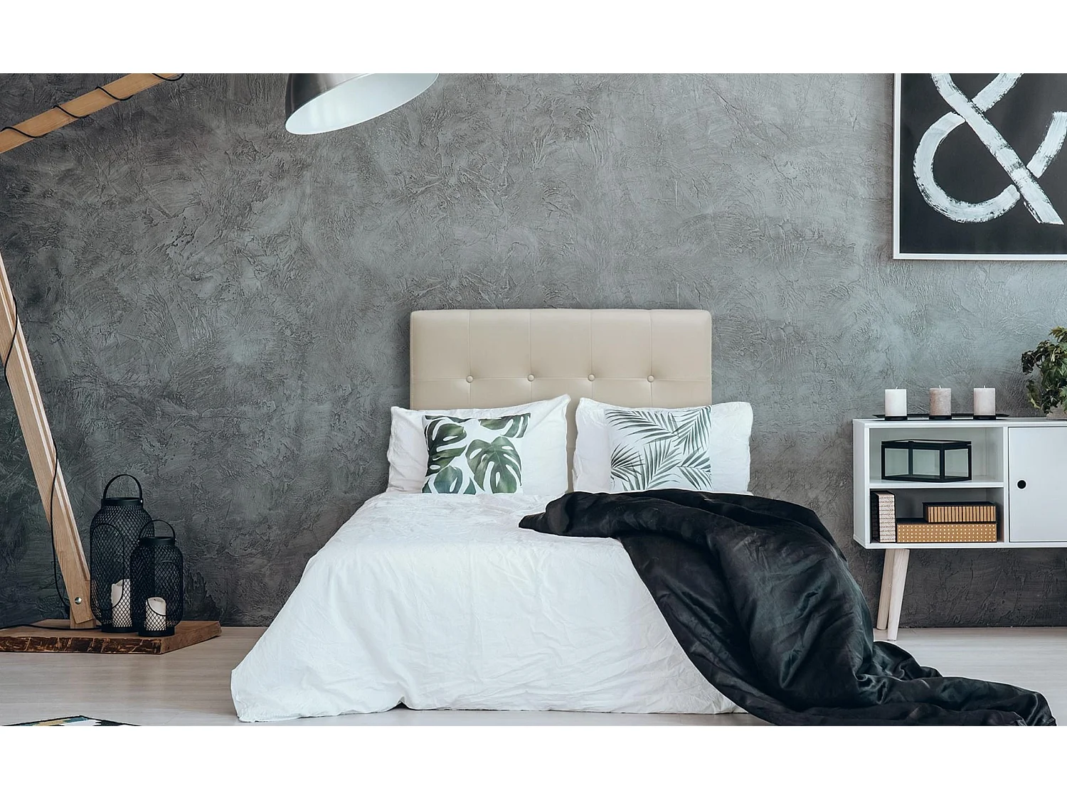 Tête de Lit Capitonnée "Amor" 90cm Beige