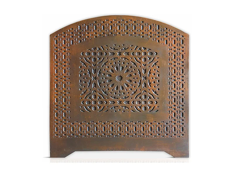 Tête de Lit Orientale en Bois "Sculpté" 124cm Cuivre Rouge