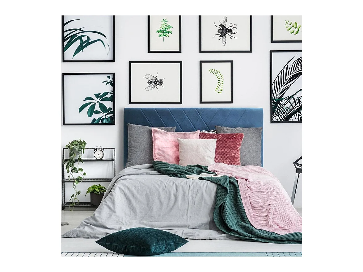 Tête de lit Diam 160cm Velours Bleu