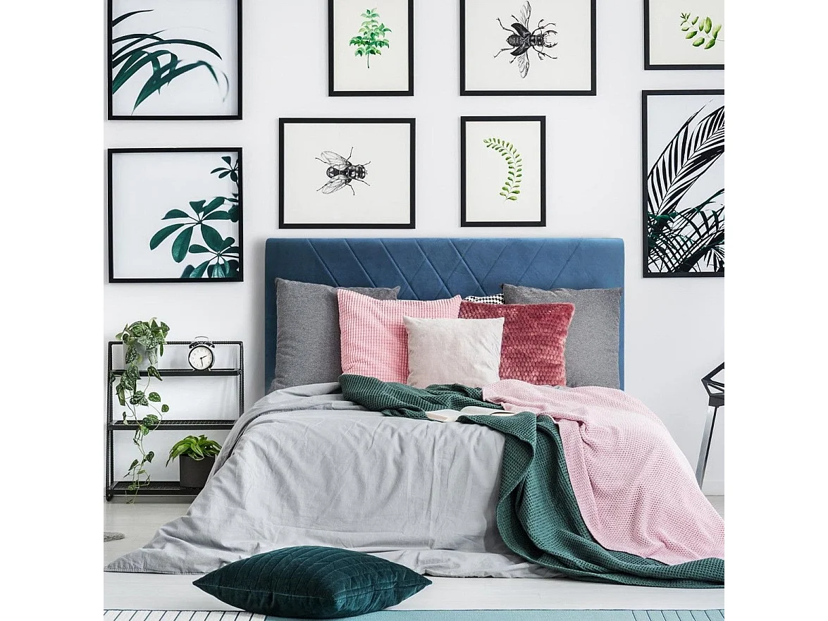 Tête de lit Diam 160cm Velours Bleu