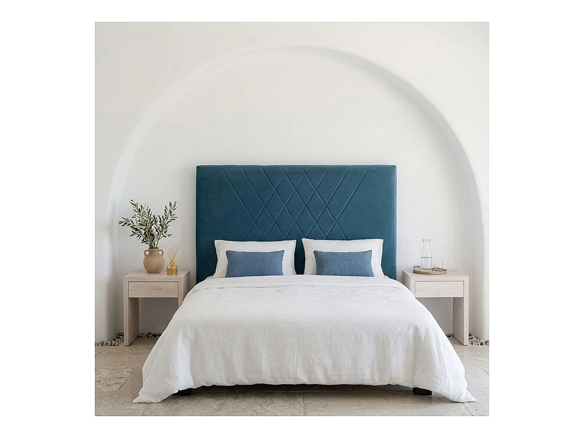 Tête de Lit en Velours "Jones" 160cm Bleu