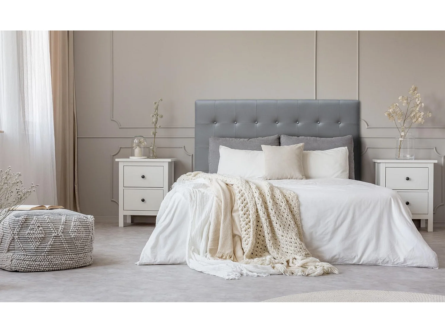 Tête de Lit Capitonnée "Amor" 160cm Gris