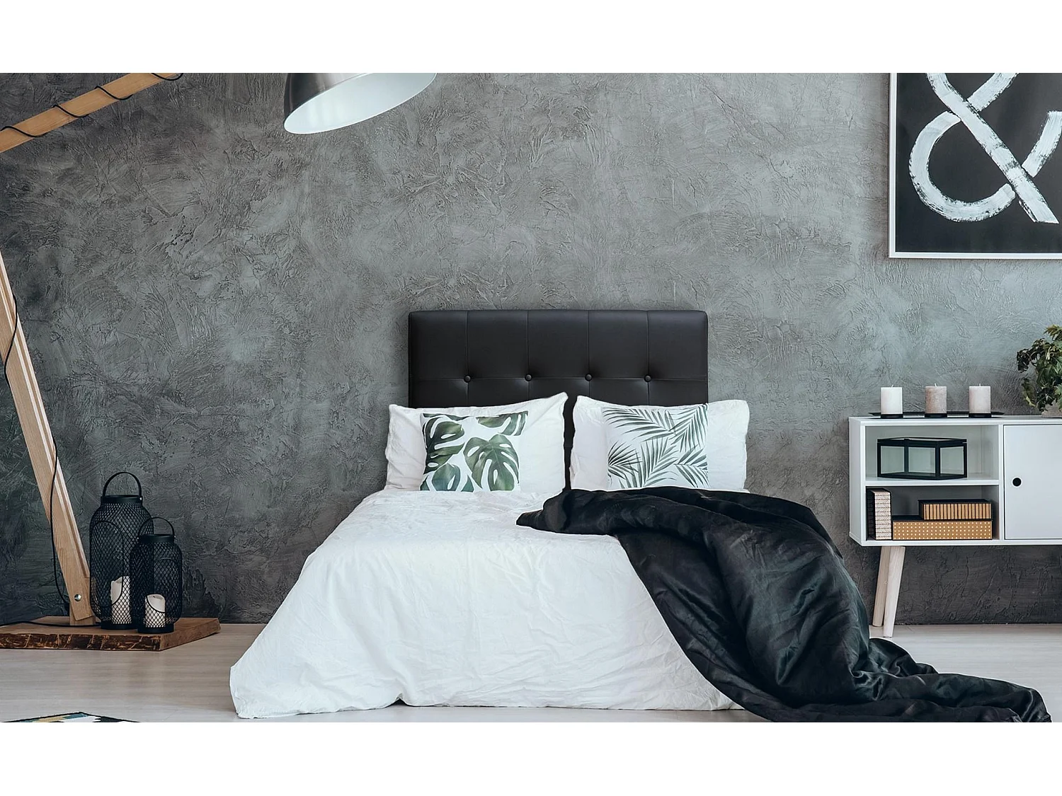 Tête de Lit Capitonnée "Amor" 90cm Noir