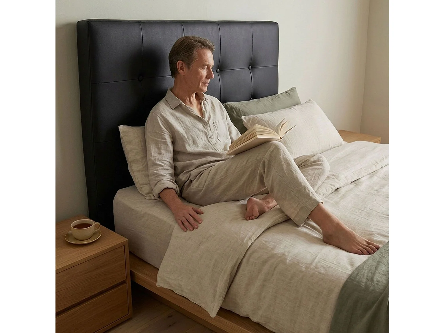 Tête de Lit Capitonnée "Amor" 90cm Noir