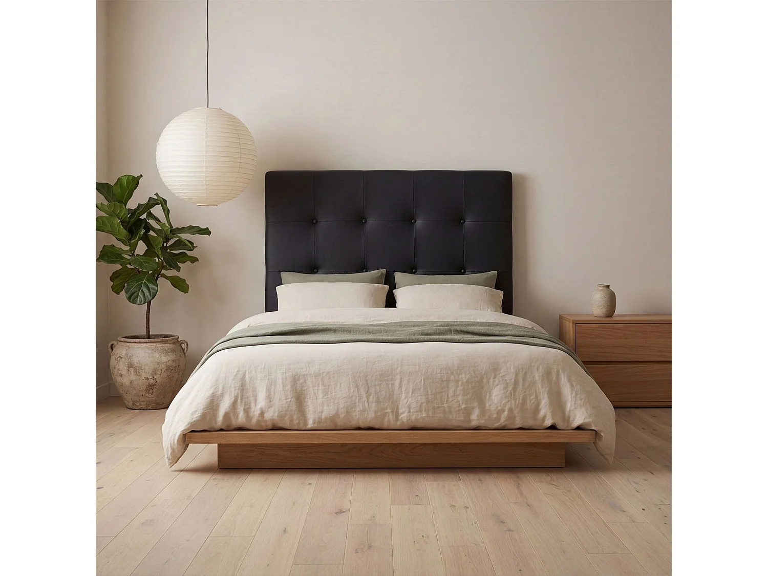 Tête de Lit Capitonnée "Amor" 90cm Noir