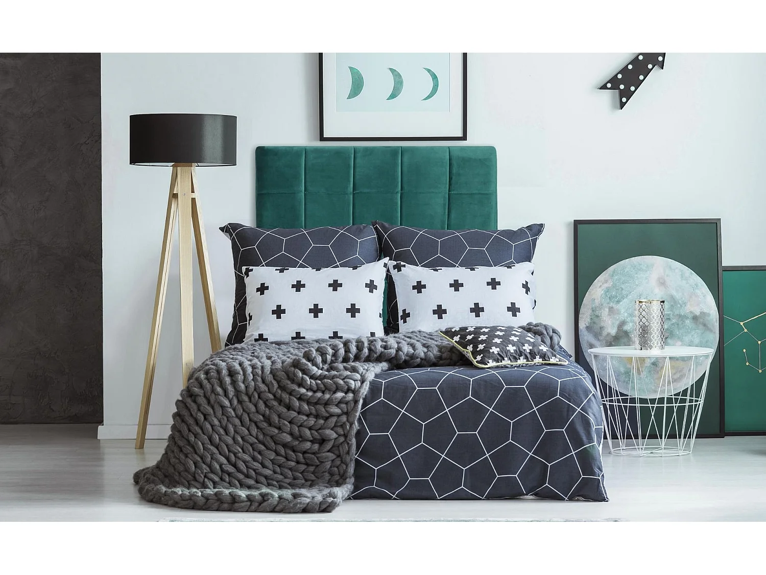 Tête de Lit en Velours "Millard" 90cm Vert