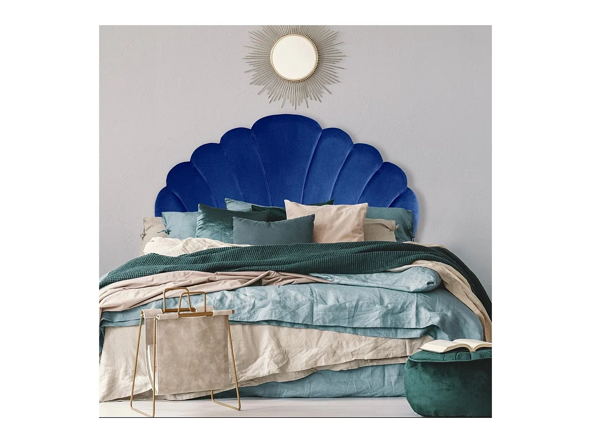 Tête de Lit en Velours "Shelly" 140cm Bleu