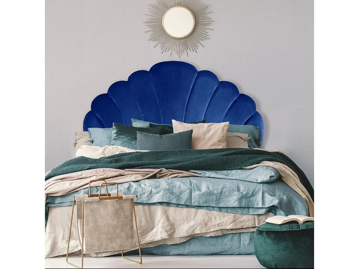 Tête de Lit en Velours "Shelly" 140cm Bleu