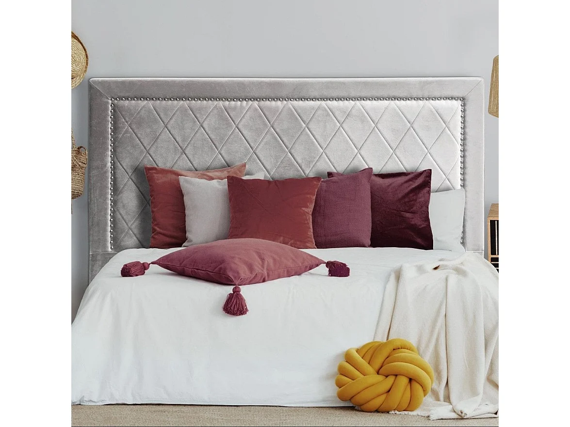 Tête de Lit Design en Velours "Sofia" 180cm Argent