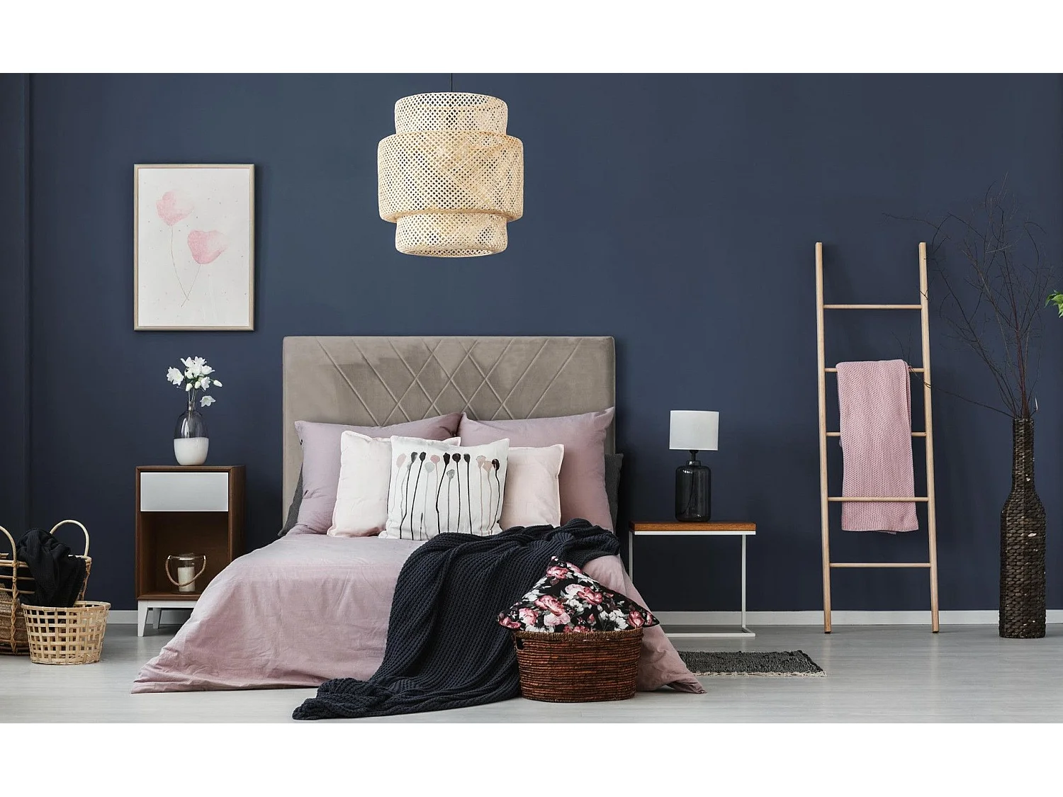 Tête de Lit en Velours "Jones" 140cm Taupe