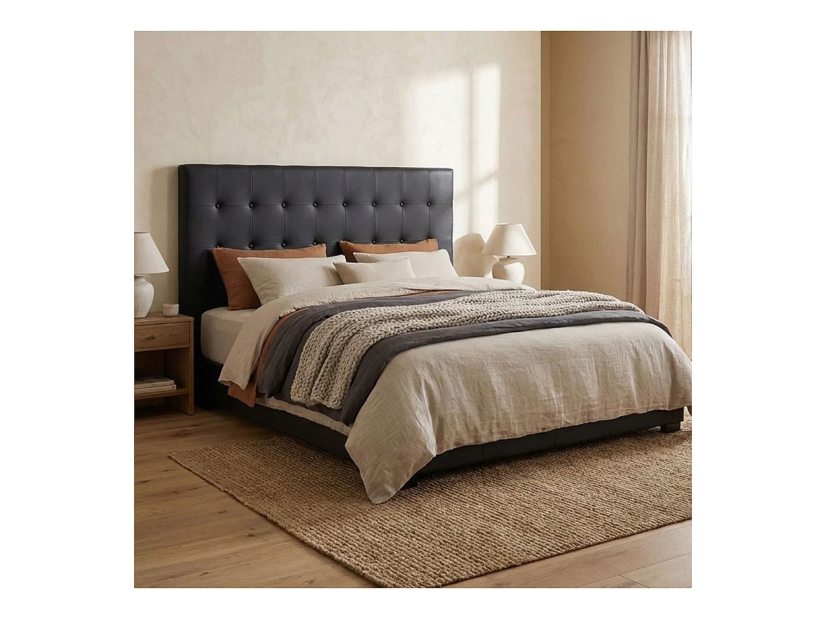 Tête de Lit Capitonnée "Amor" 180cm Noir