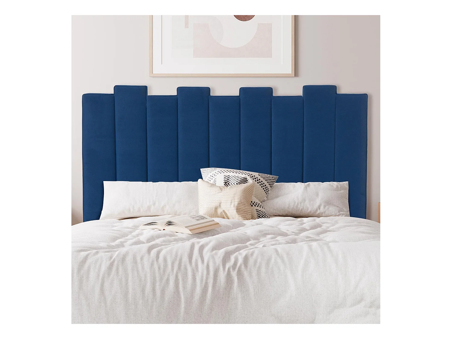 Testiera Lucky da 140 cm in velluto blu