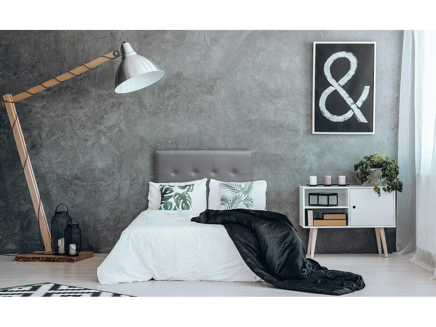 Tête de Lit Capitonnée "Amor" 90cm Gris