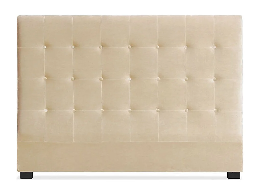 Tête de Lit Capitonnée en Velours "Amor" 160cm Beige