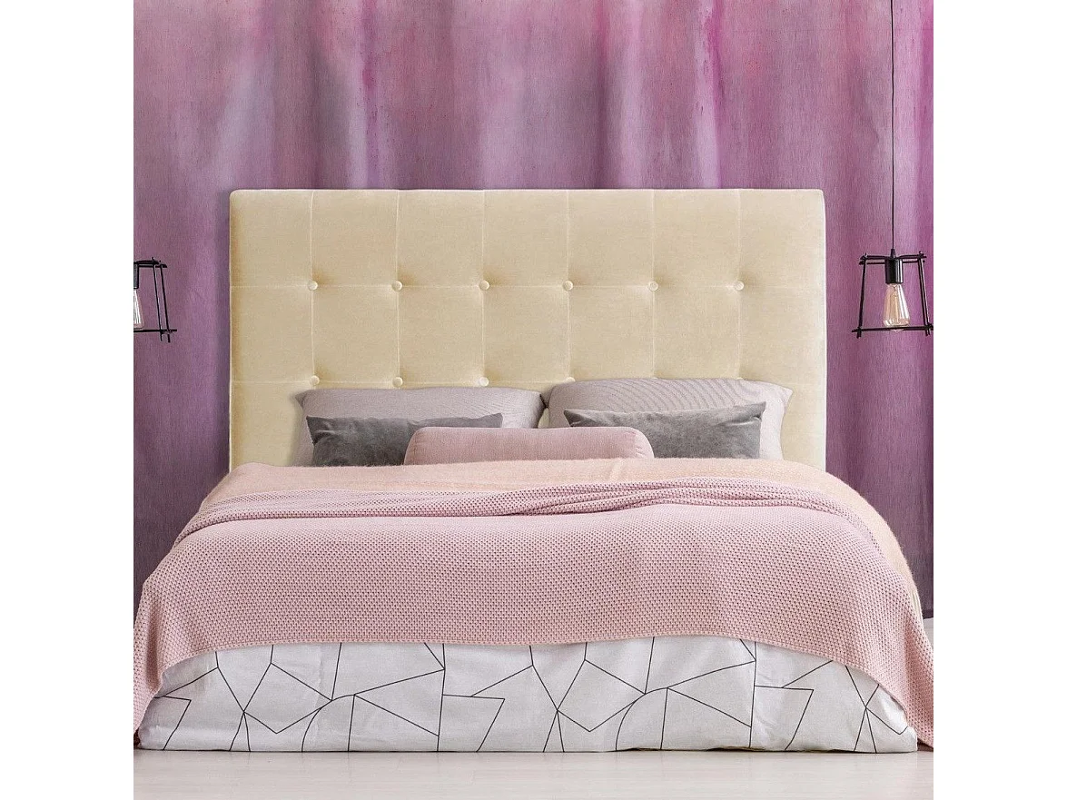 Tête de Lit Capitonnée en Velours "Amor" 160cm Beige