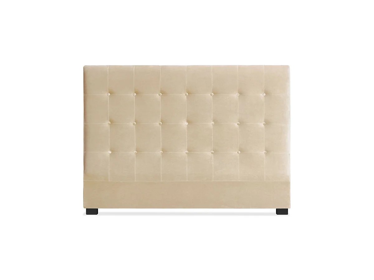 Tête de Lit Capitonnée en Velours "Amor" 160cm Beige