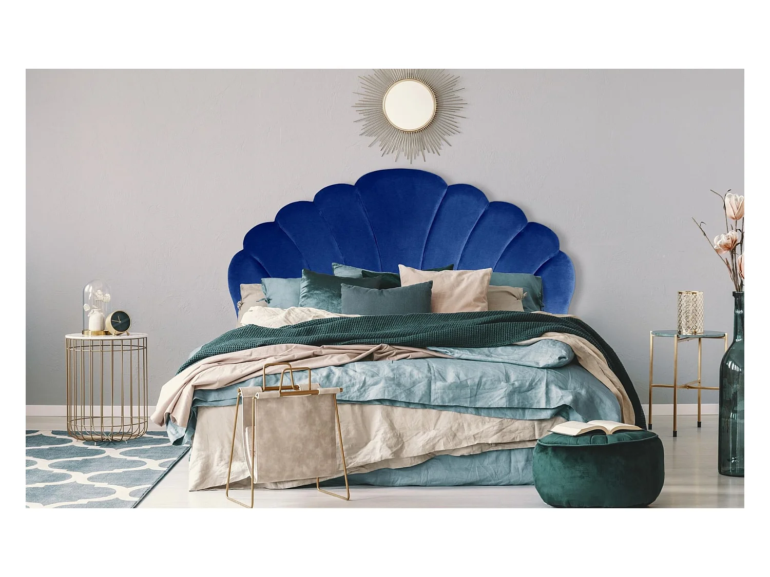 Testiera Mermaid 180 cm Velluto Blu