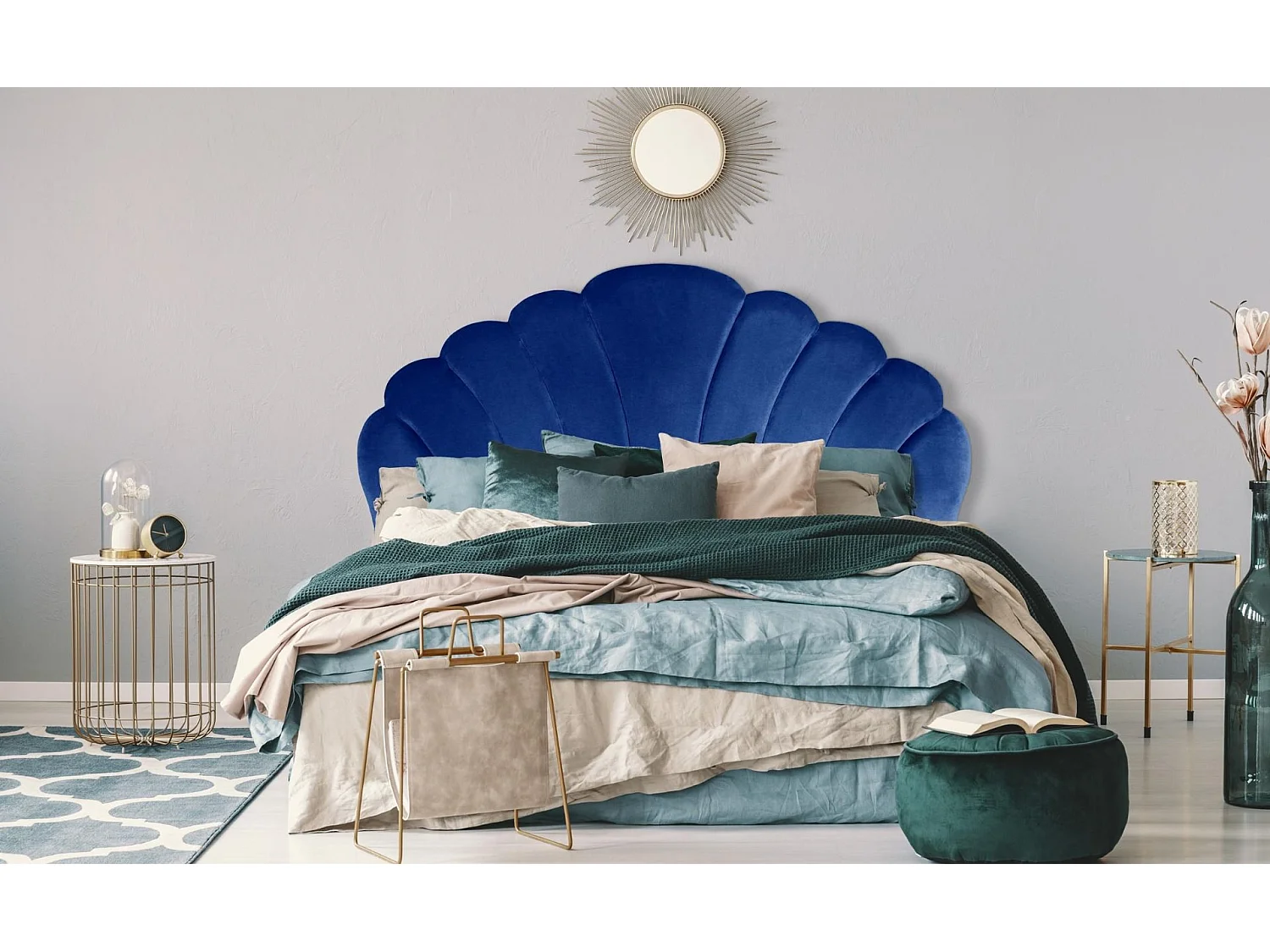 Tête de lit Mermaid 180 cm Velours Bleu