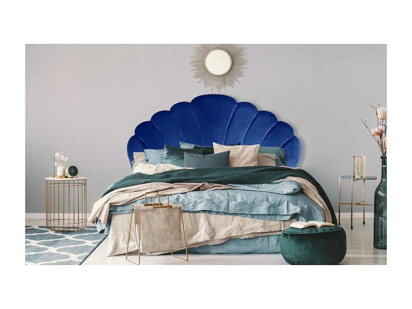 Tête de lit Mermaid 180 cm Velours Bleu