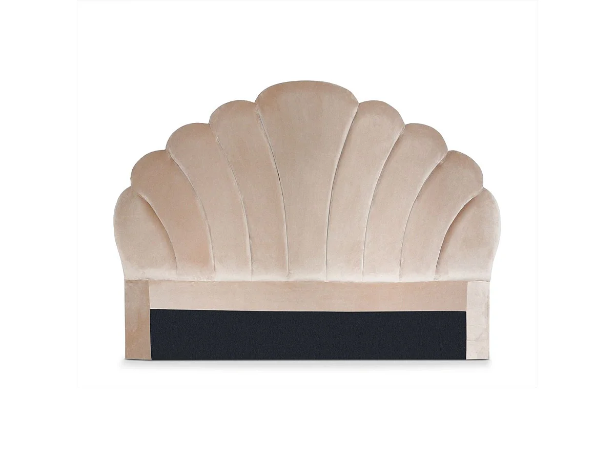 Samt Kopfteil "Shelly" 140cm Taupe Muschel Design Praktisch & Trendig