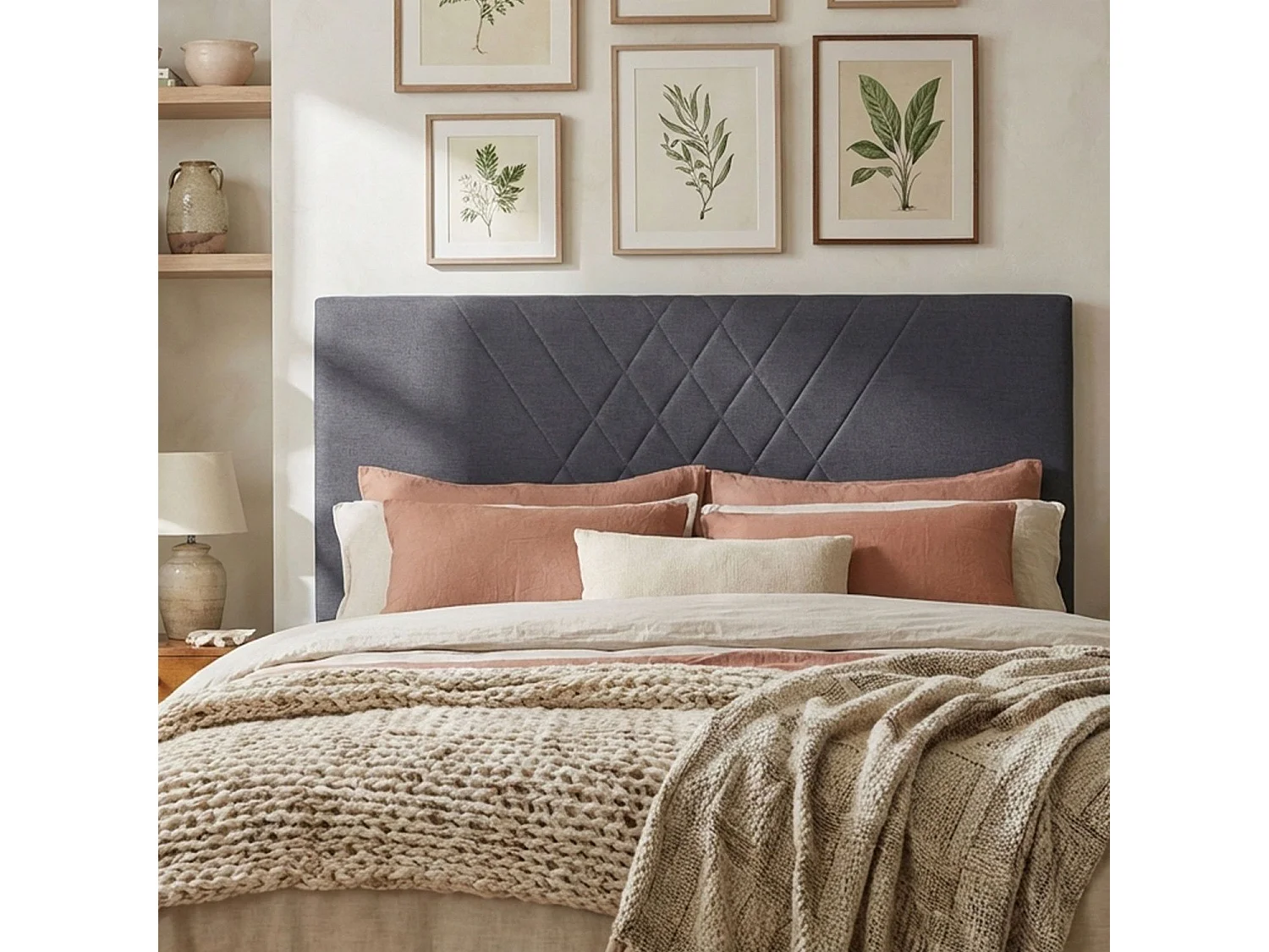 Tête de Lit en Tissu "Jones" 180cm Gris Foncé