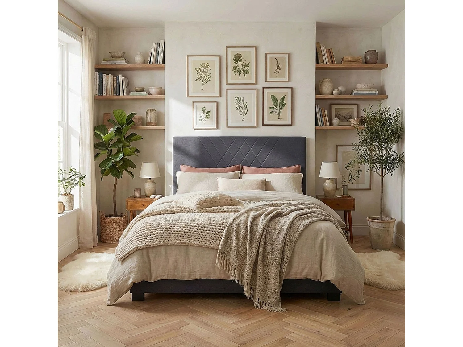 Tête de Lit en Tissu "Jones" 180cm Gris Foncé