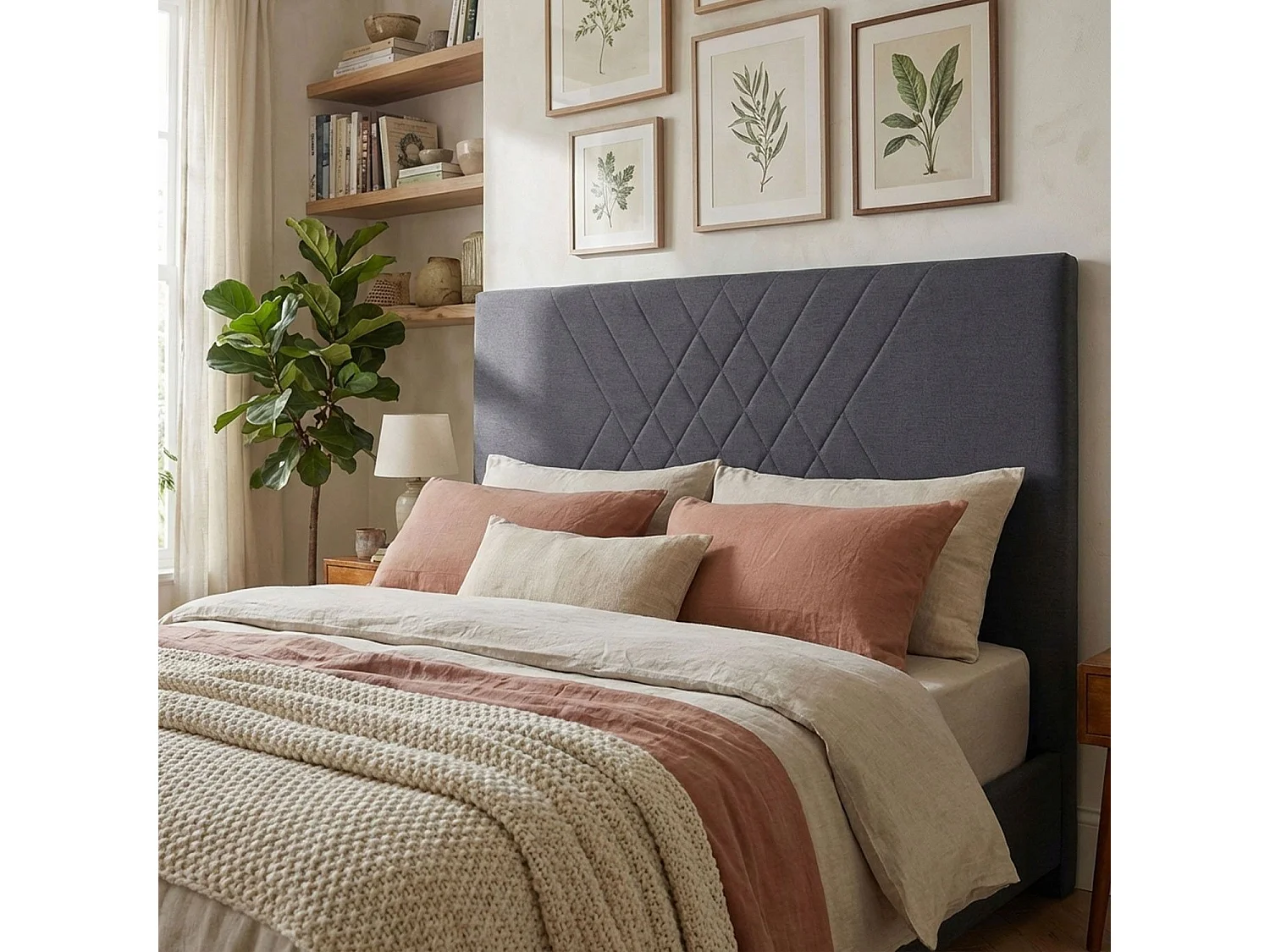 Tête de Lit en Tissu "Jones" 180cm Gris Foncé