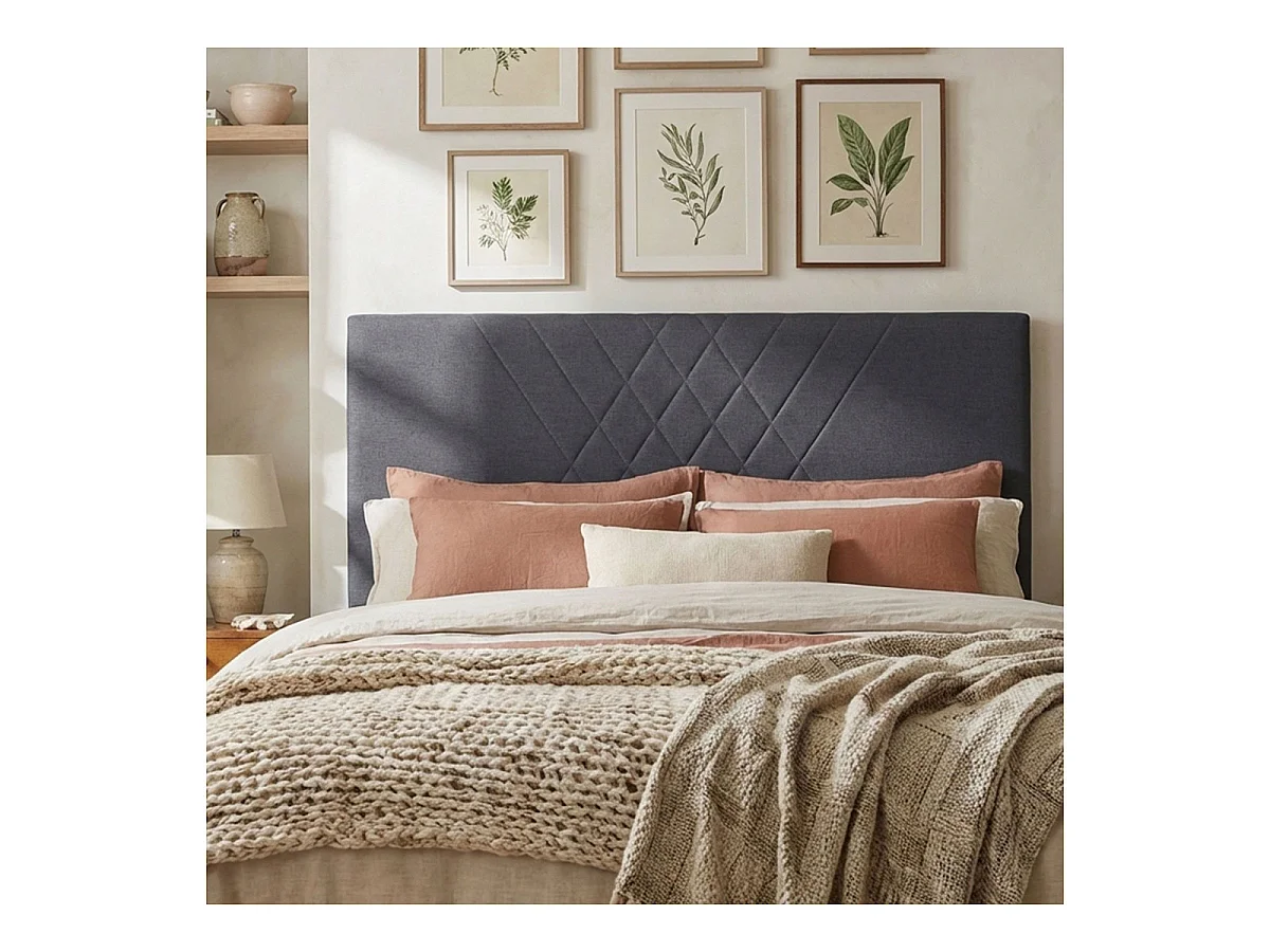 Tête de Lit en Tissu "Jones" 180cm Gris Foncé