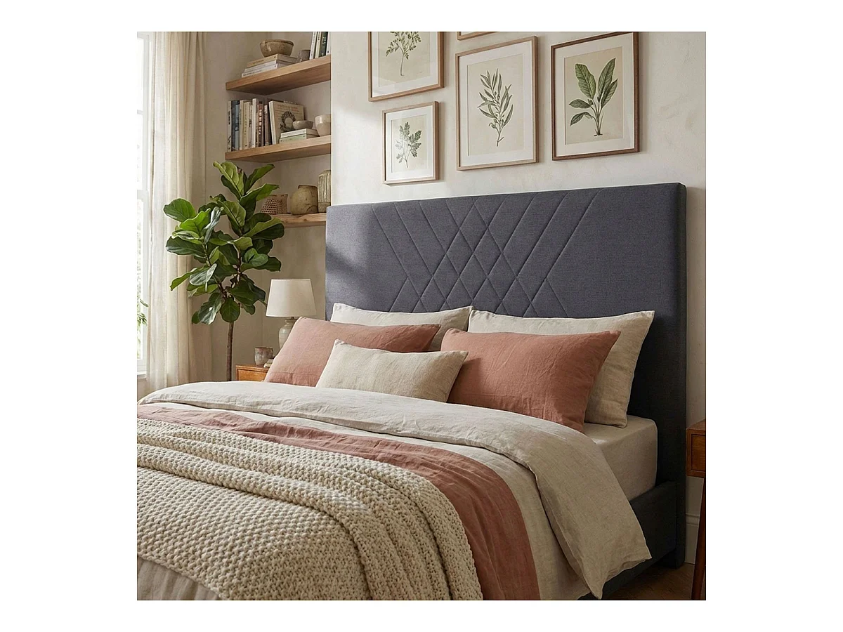 Tête de Lit en Tissu "Jones" 180cm Gris Foncé
