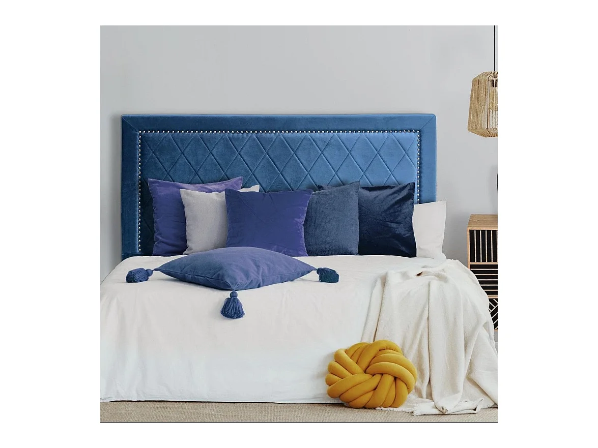 Tête de Lit Design en Velours "Sofia" 140cm Bleu