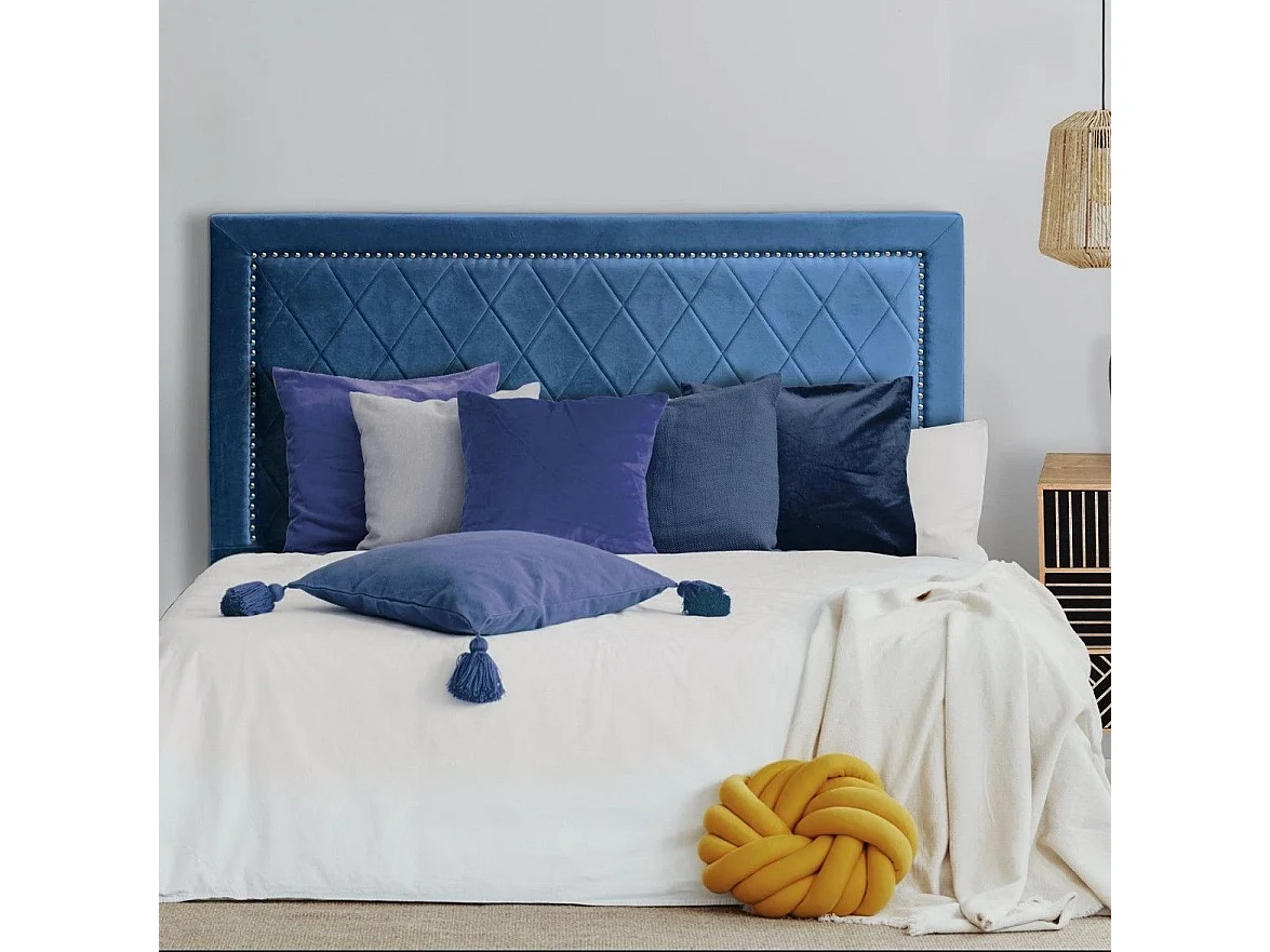 Tête de Lit Design en Velours "Sofia" 140cm Bleu