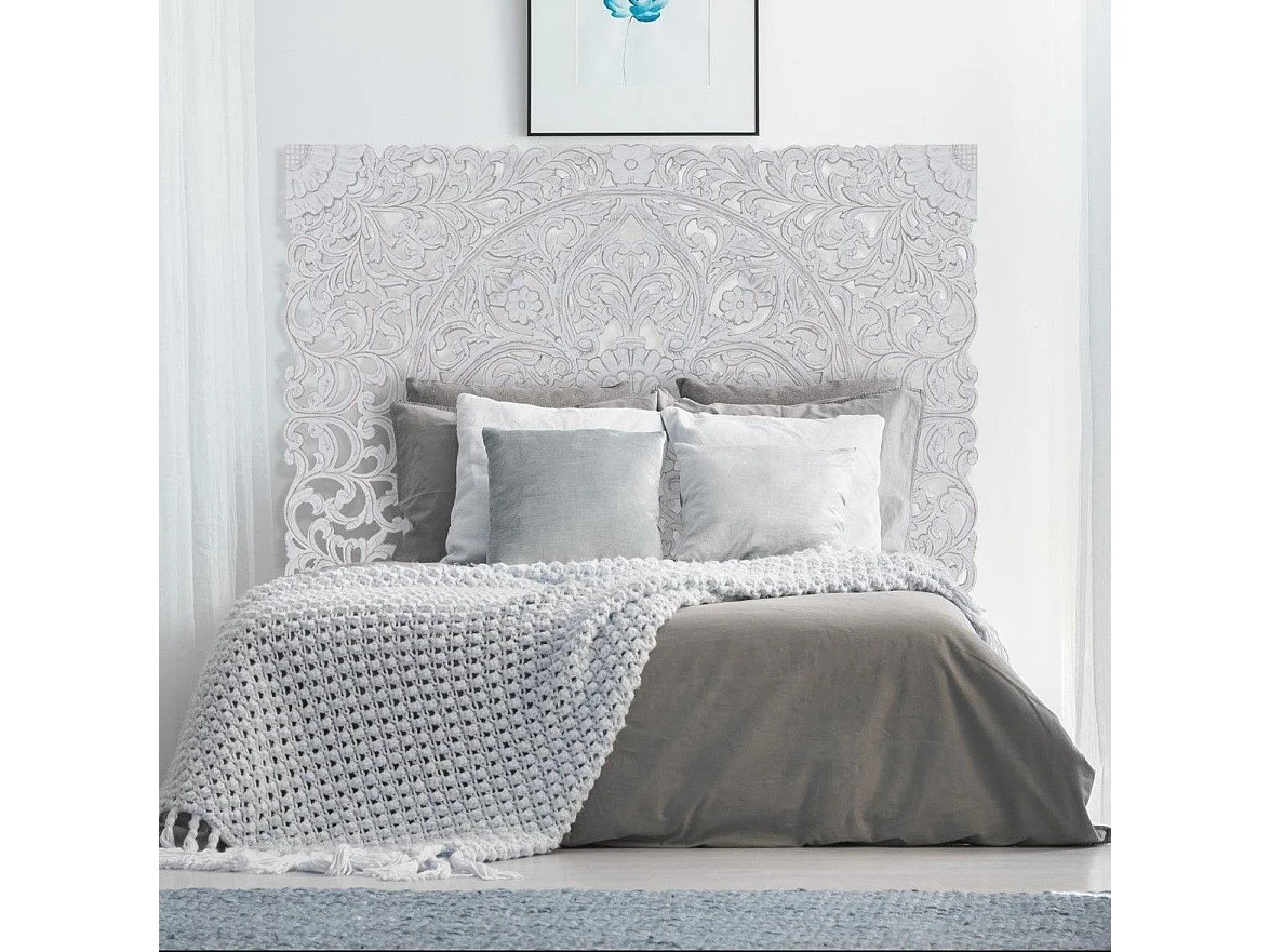 Holzkopfteil "Grisy" 180cm Weißes Modernes Blumendesign