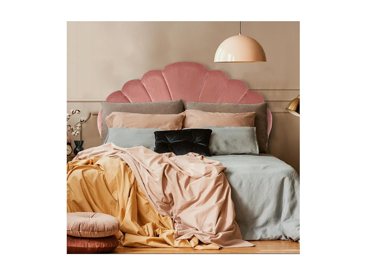 Tête de Lit en Velours "Shelly" 160cm Rose