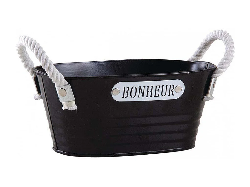 Corbeille ovale en métal laqué noir Bonheur (Lot de 3)