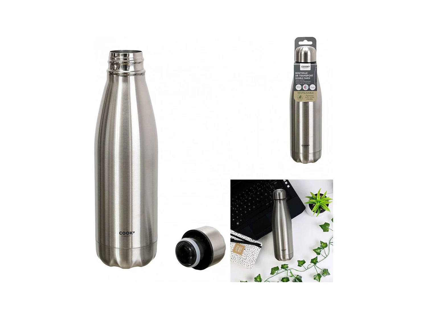 Bouteille De Transport Isotherme Inox 50cl Argent