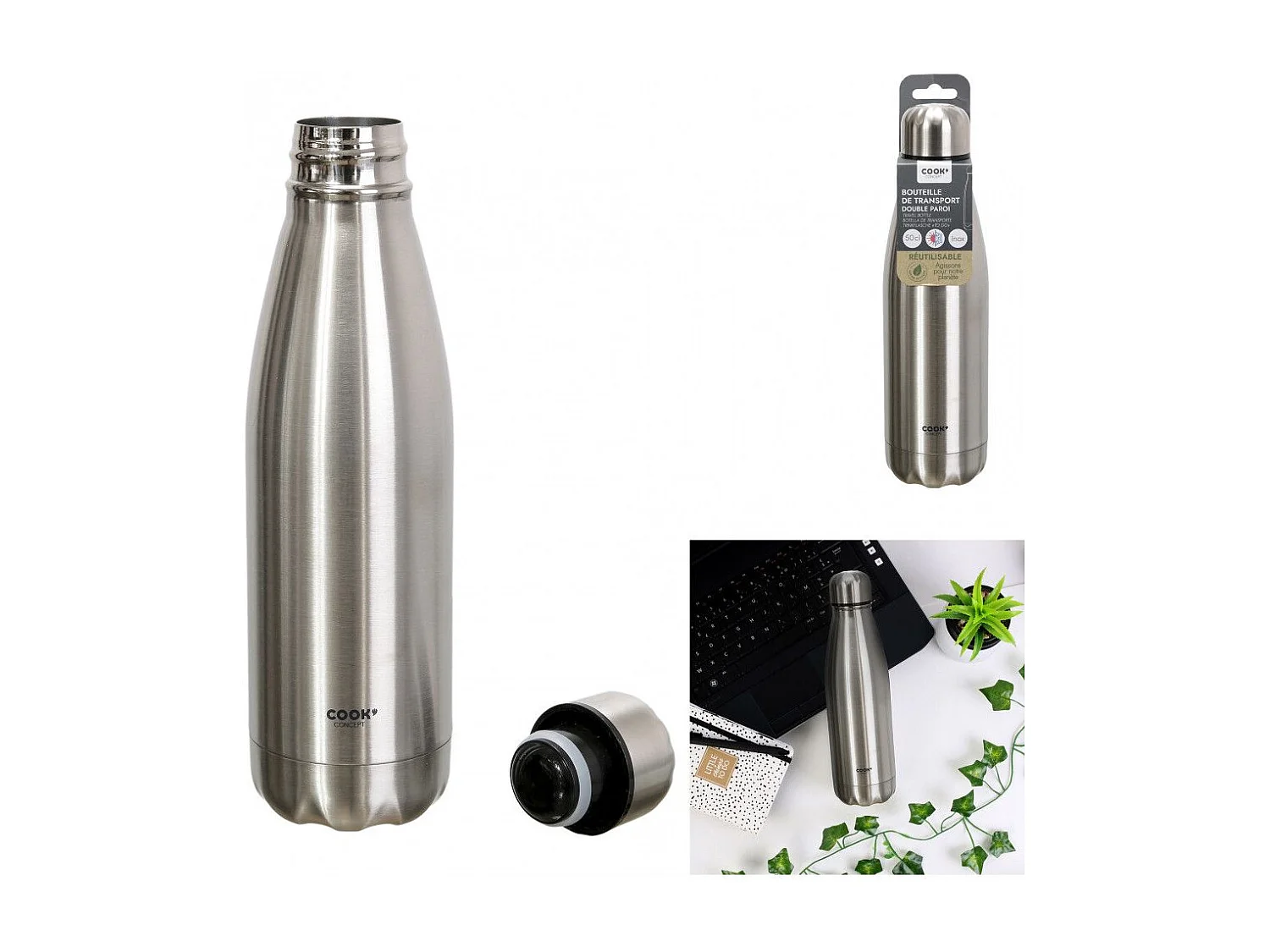 Bouteille De Transport Isotherme Inox 50cl Argent
