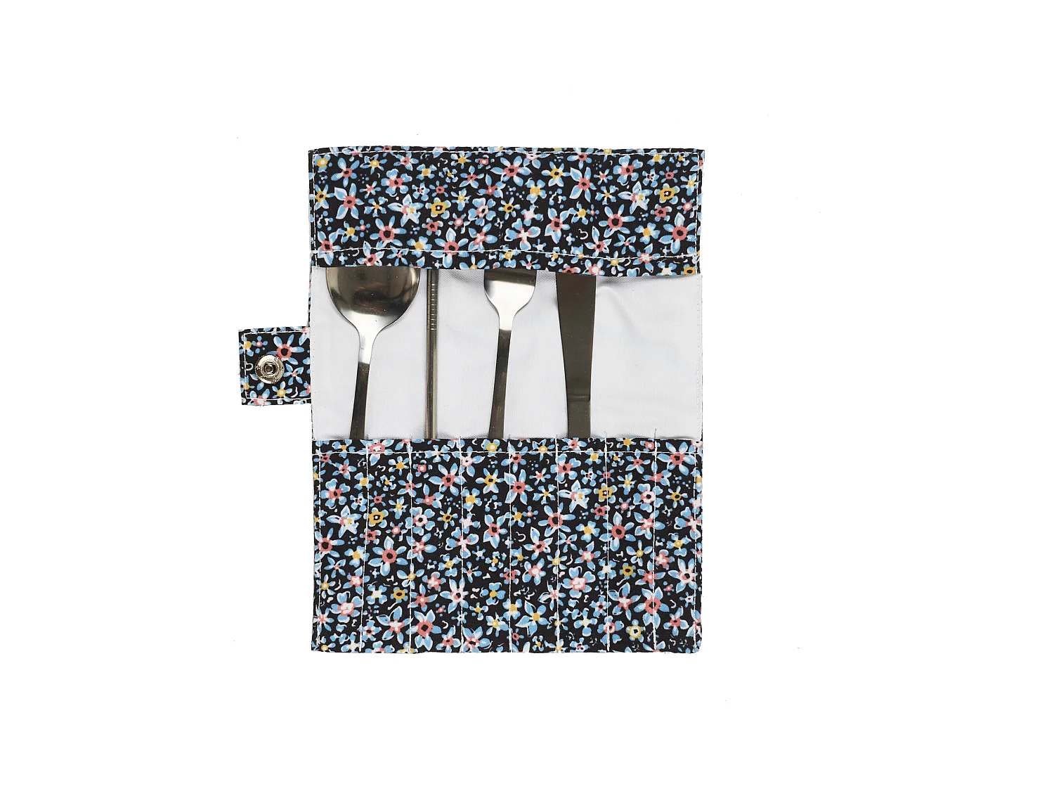 Coffret Bouteille En Verre 50cl Et Couverts Bleu, Rose