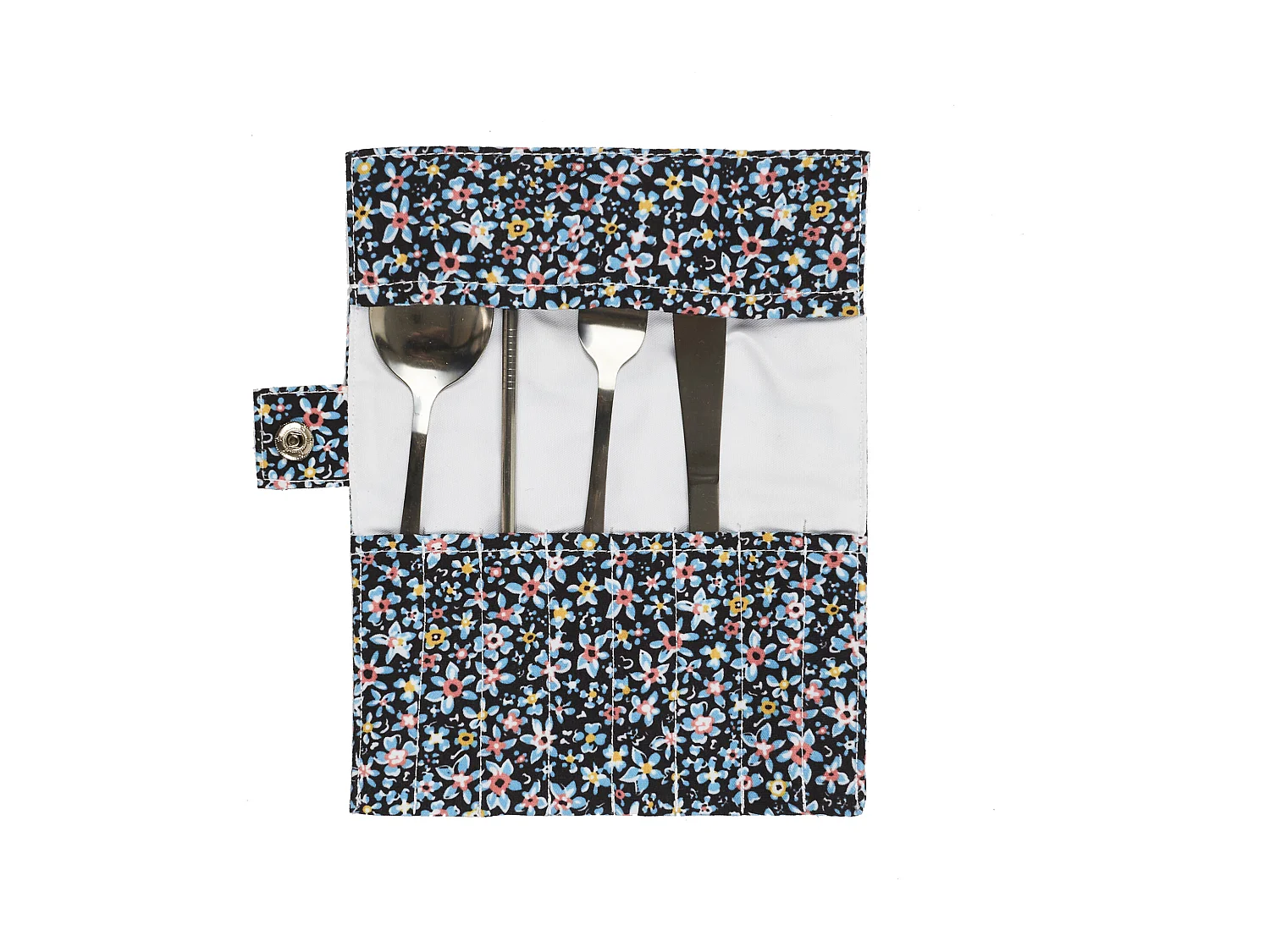 Coffret Bouteille En Verre 50cl Et Couverts Bleu, Rose