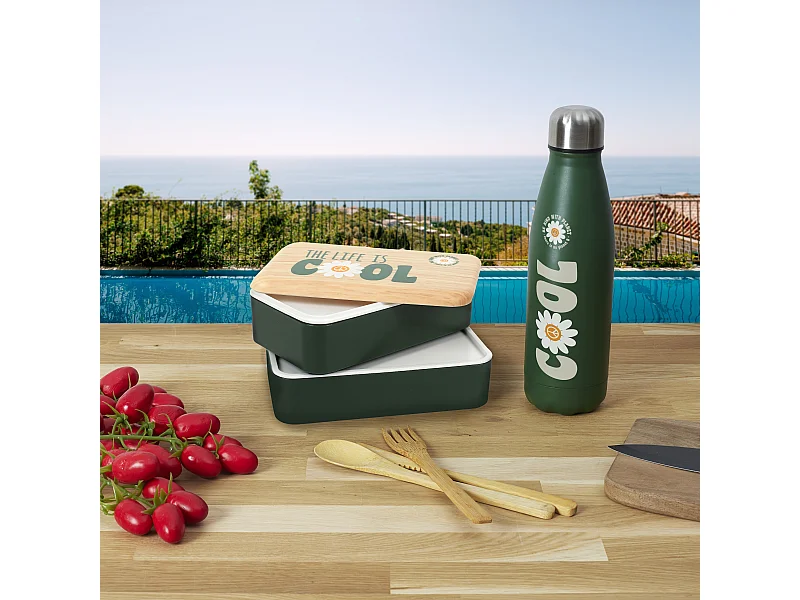 Coffret Repas A Emporter 4 Pieces Vert, Blanc