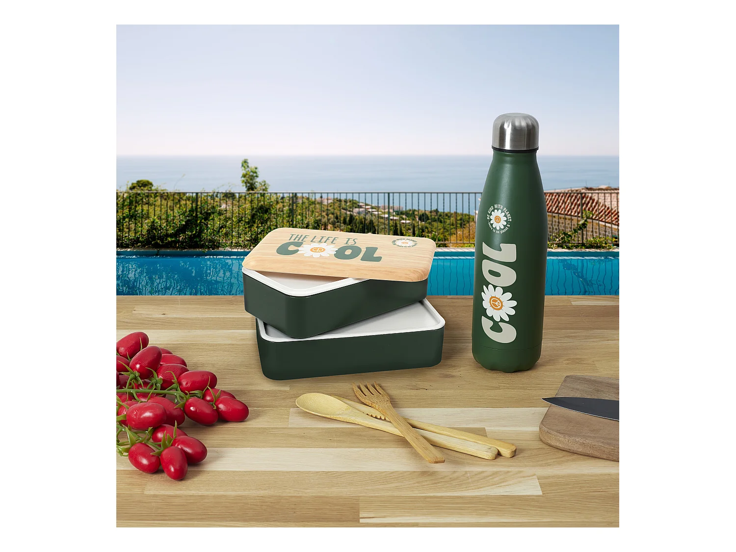 Coffret Repas A Emporter 4 Pieces Vert, Blanc