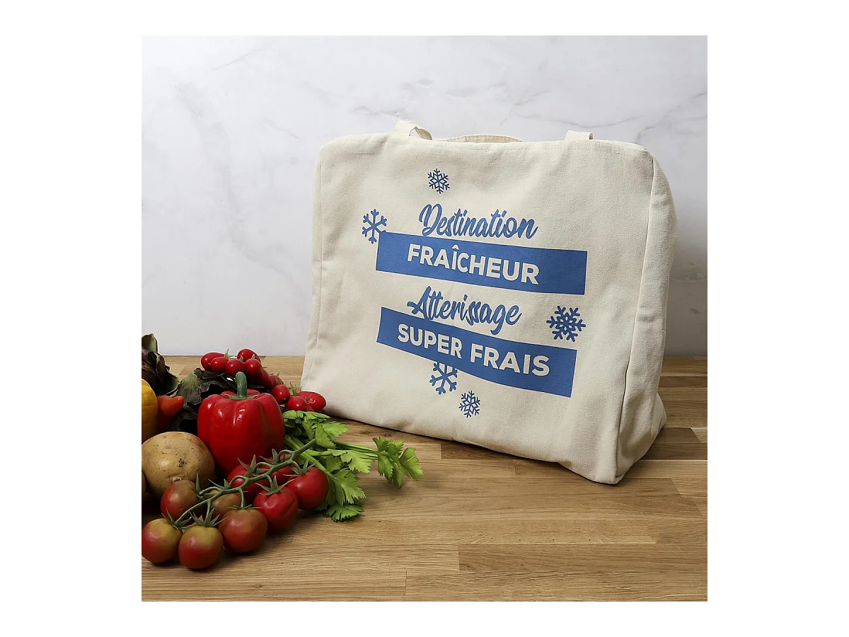 Sac Fraîcheur en Jute & Coton "Aliments" 40cm Blanc