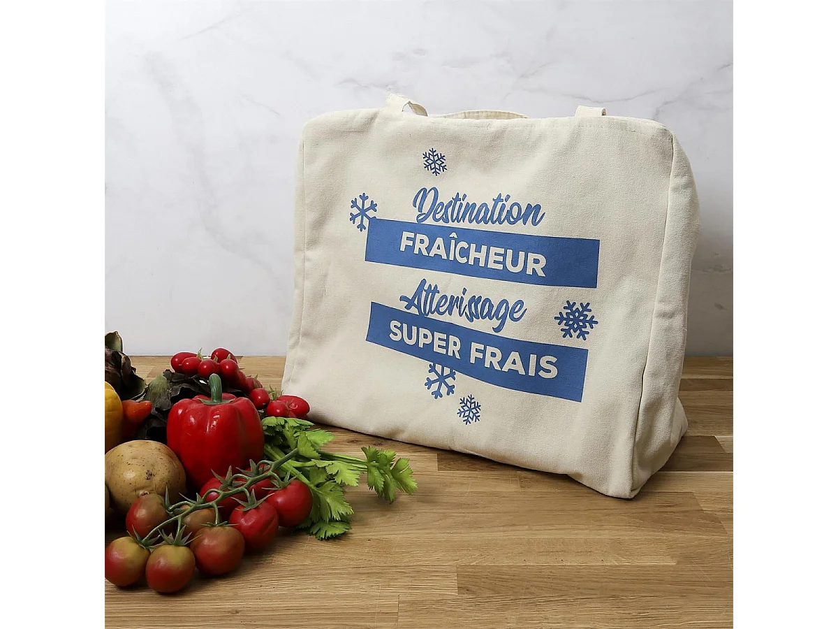 Sac Fraîcheur en Jute & Coton "Aliments" 40cm Blanc